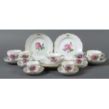 21-tlg. Konvolut "Rote Rose" Meissen,