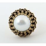Ring mit Perle 20. Jh., Cocktailring,