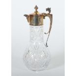 Karaffe 20. Jh., Glas/versilbert,