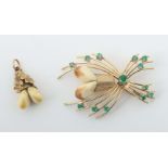 Brosche mit Anhänger modern, besetzt