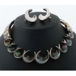 Silberset Collier und Ohrclips modern,