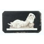 Glasplatte mit liegender Dame 19./20.