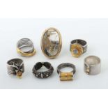 Konvolut Ringe modern, 7 Ringe, tlw.