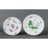 2 Meissen-Teller mit Drachenmalerei