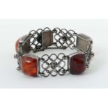 Armband mit Bernstein 20. Jh., Silber