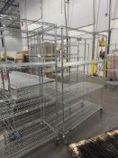 Lot of (7) Heavy-Duty Mobile Wire Shelving Rack â€“ 4-Shelf, Adjustable, on Casters ( Loading Fee $1
