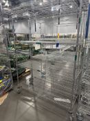 Lot of (4) Heavy-Duty Mobile Wire Shelving Rack â€“ 4-Shelf, Adjustable, on Casters (Loading Fee $50