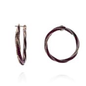 Estate Giorgio Armani 18k White Gold Ruby and Diamond Twisted Circle Hoop Earrings