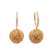 Estate 18k Rose Gold Multi-Colored Sapphire and Diamond Drop Earrings