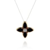 Estate David Yurman 18k Yellow Gold Quatrefoil Multi-Gemstone and Diamond Enhancer Pendant