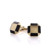 Estate 14 Karat Yellow Gold Onyx Border Cufflinks