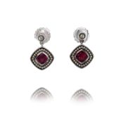 Estate Lagos Two-Tone Faceted Pink Rhodolite Garnet Drop Earrings