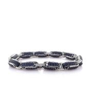 Estate 14k White Gold Alternating Sapphire and Diamond Chain Bracelet