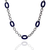 Judith Ripka Sterling Silver Eternity Long Signature Link Lapis Necklace