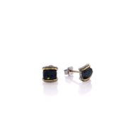 Judith Ripka Eternity Stud Earrings with Stones - Blue Quartz, Hematite
