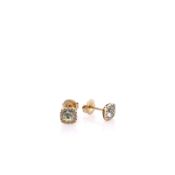 Tacori Cushion Prasiolite Stud Earring in 14k Yellow Gold
