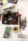 Hex keys, line markers, glue guns, and Jacobs 3/8" chuck