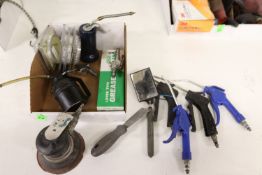Air guns, oil guns, pneumatic pump sander, and adhesive tape