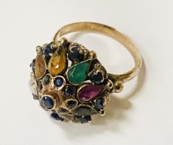 NAVARTANA 10CT GOLD MULTI GEMSTONE RING - APPROX 5.4 GRAMS SIZE M