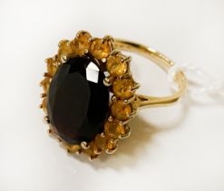 10 CARAT GOLD GEMSTONE OVAL RING 5.5 GRAMS SIZE J