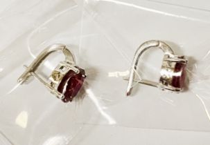 STERLING SILVER 925 RUBY LEVER BACK EARRINGS
