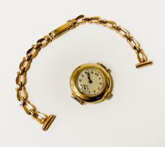 18CT GOLD ART DECO CASED WATCH 1917 WITH 9CT GOLD STRAP