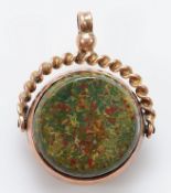 A 9ct gold hardstone spinning fob, Chester 1923, 3.5g, a silver cubic zirconia dress ring, J 1/2,