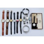 A 9ct gold manual wind ladies wristwatch, London import 1911, together with various quartz