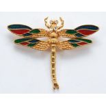 Christian Dior, an enamel and gemset dragonfly brooch, 55mm, 18g