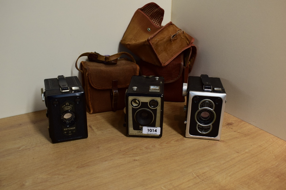 Three box cameras. Two Zeiss Ikon Box-Tengor and a Kodak Brownie Six-20 model D