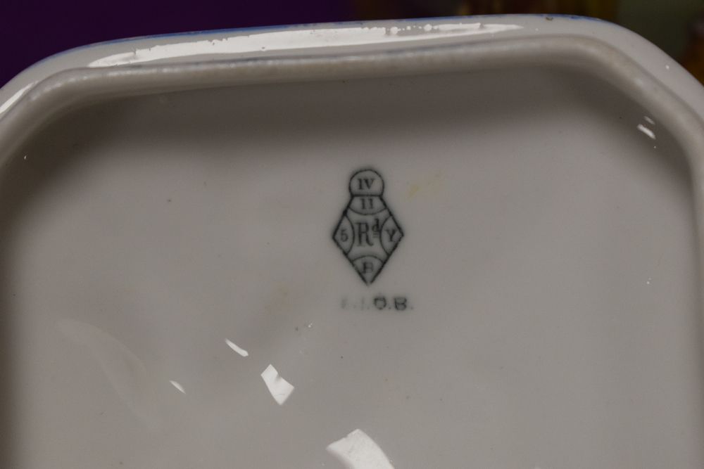 A Victorian E.J.D Bodley china biscuit barrel, of bowed rectangular form decorated with fairytale - Image 2 of 2