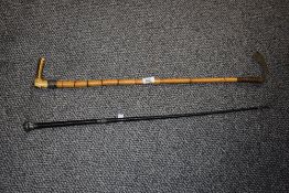 A late 19th / early 20th century hand woven leather and white metal riding crop, L74cm, sold