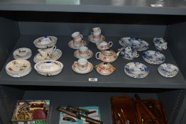 A vintage Corona Joey the Clown part tea service, (14), sold together with a blue and white part tea