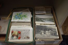 POSTCARDS, 2 BOXES OF APX 1400 MIXED & TOPOGRAPHICAL POSTCARDS Box with an estimated or so 1400