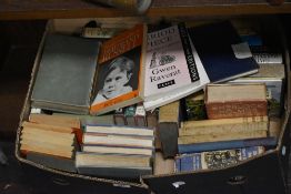 A box containing various books, to include Lama by Derek Tangye, Penguin Books, Sherlock Holmes,