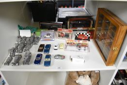 A shelf of Die-casts including Polistil RJ107 Portauto Lotus in display box, Model Road