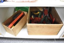 A collection of vintage Meccano including brass cogs