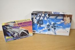 Two Airfix plastic Kits, Star Wars Luke Skywalker X-Wing Fighter and Space:1999 Hawk Spaceship, both