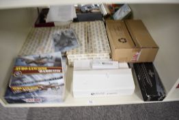 A shelf of Atlas and similar model Aeroplanes including Jet Age, Avro Lancaster, Fabbri F 15 Eagle