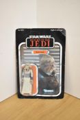 A Kenner 1983 LFL Kong Kong Star Wars Return of the Jedi 3 3/4 Carded Figure, Squid Head, in