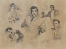 Colin Bithell (20th Century) a signed monochrome screen print depicting the opera star Mario