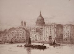 Frank Harding (British, 19th century) pair of drypoint etchings, 'Cleopatra's Needle' and 'St Paul's