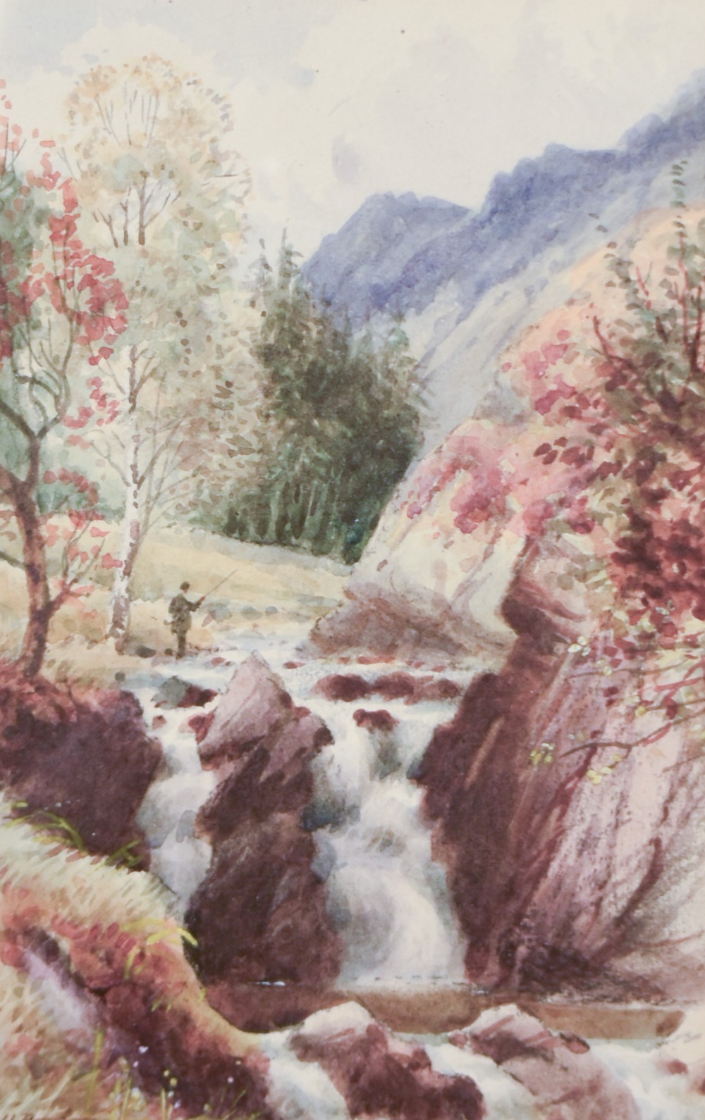 G.H Pettitt (British 19th century) watercolour 'Stickle Ghyll, Langdale' with figure fishing, signed