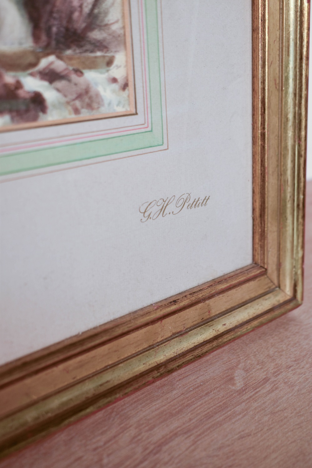 G.H Pettitt (British 19th century) watercolour 'Stickle Ghyll, Langdale' with figure fishing, signed - Image 3 of 4