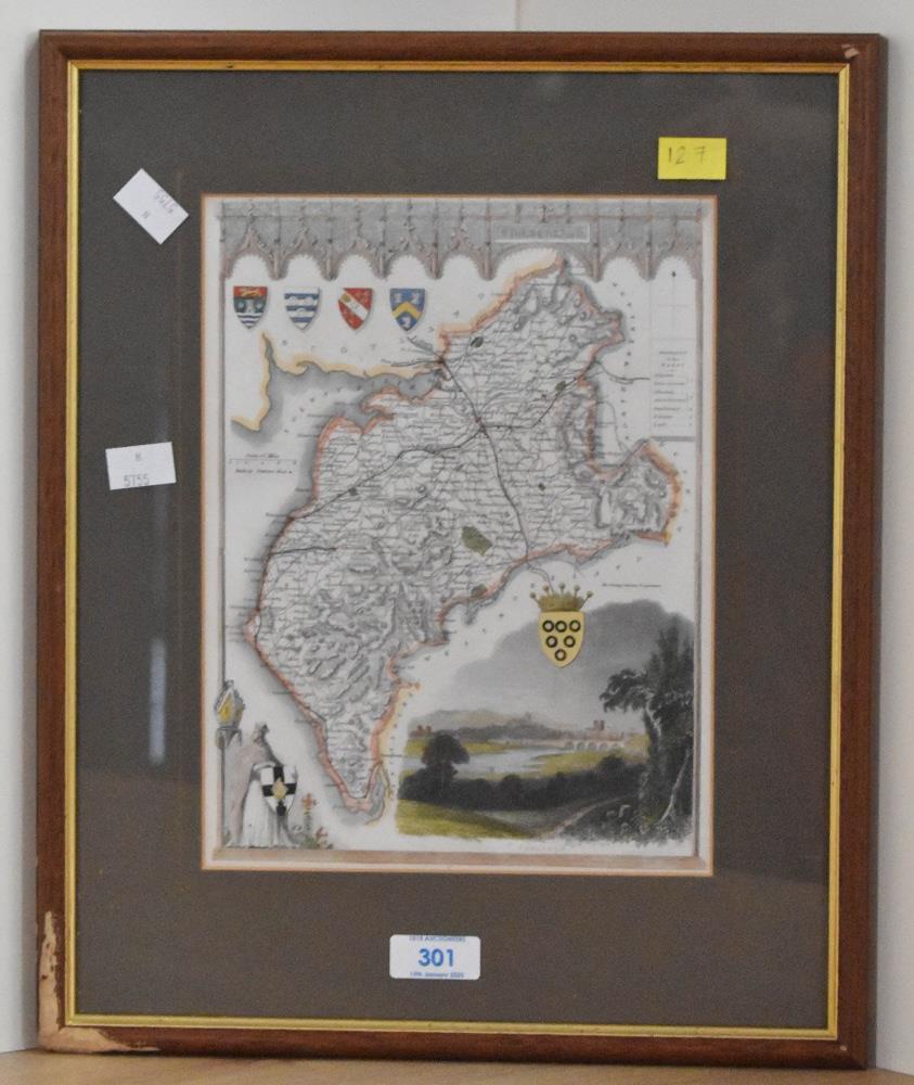 Thomas Moule (1785-1854 British) decorative and detailed engraved map with hand coloured features - Image 2 of 3