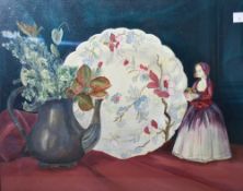 Joan Lind (contemporary) a pair of oil on canvas still life paintings, in a black and gilt frame,