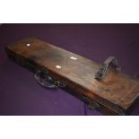 A Leather fitted gun case by Morrow and co Halifax measuring 82cm x 21cm x 10cm the catch works