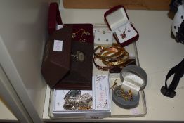 An assortment of costume jewellery, including bracelets, necklace and earrings sets, neck chains,