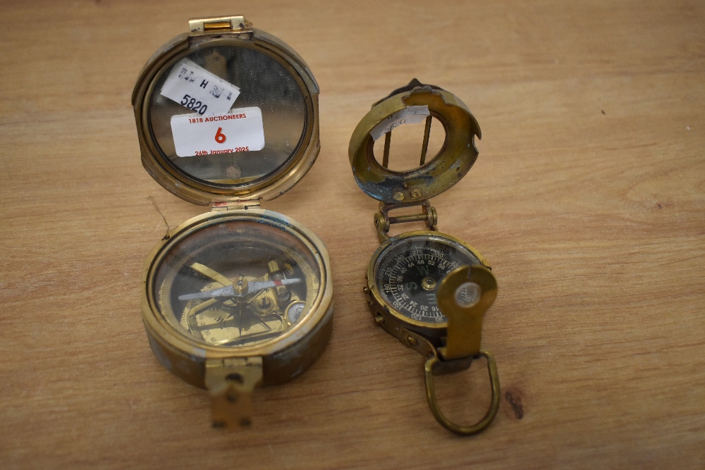 An early 20th century brass military type compass, marked to top 'Stanley London', w7cm, sold
