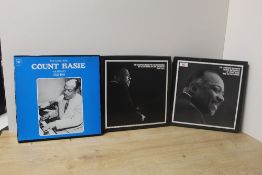 A lot of three Count Basie sets - two vinyl and one CD - wonderful stuff in Ex condition